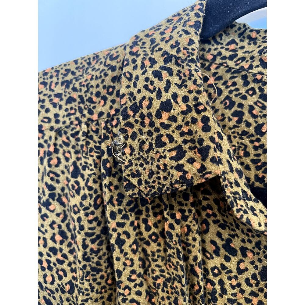 Free People Leopard Print Button Front Tie Top Boho Festival Blouse Small - Picture 6 of 6